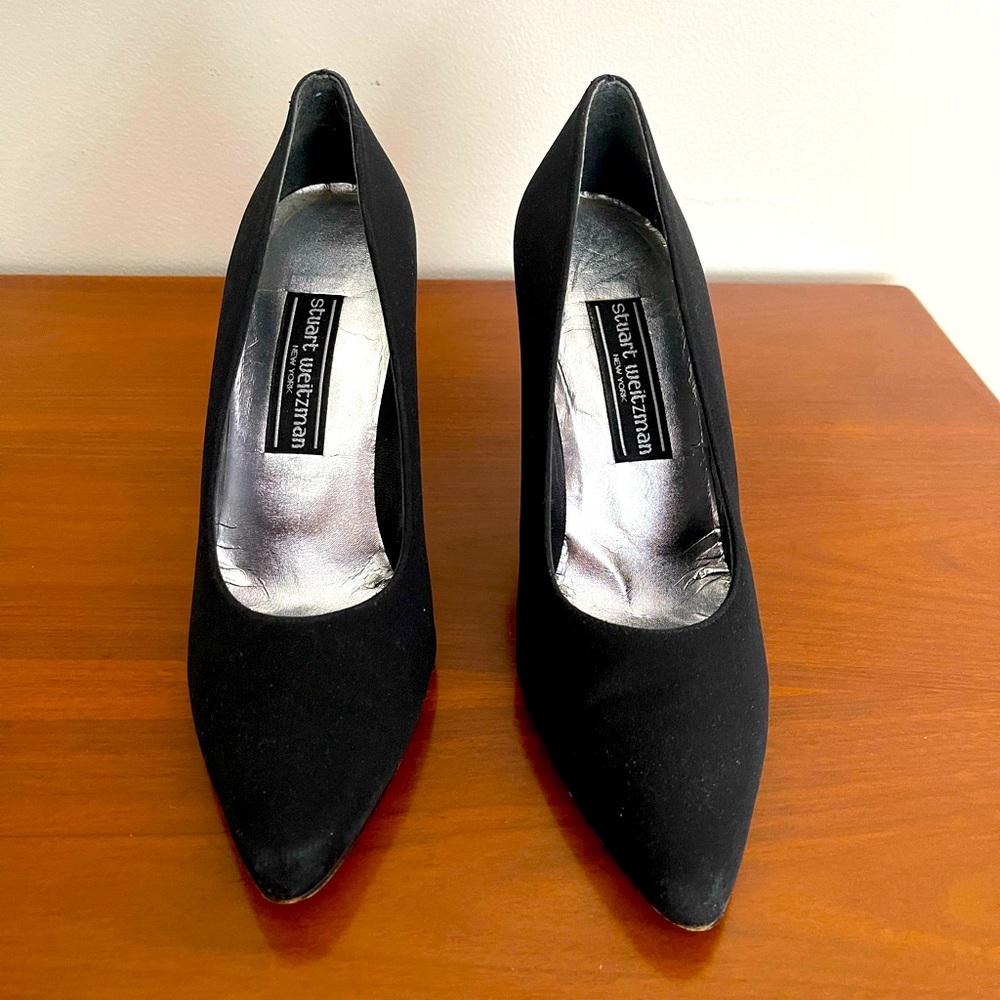 Stuart Weitzman Black Pumps with rhinestone-encrusted heels